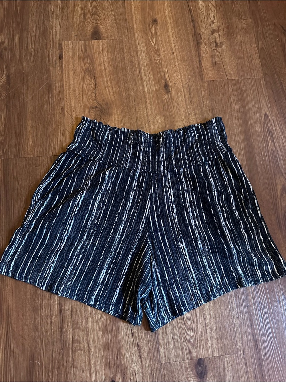 Black Striped High-Waist Boho Shorts